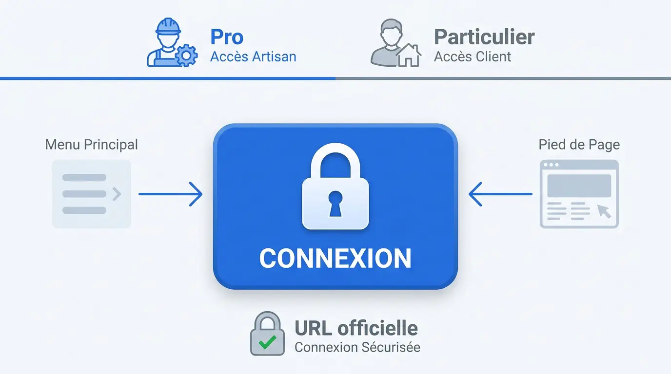 Interface de connexion sécurisée pour les professionnels du bâtiment