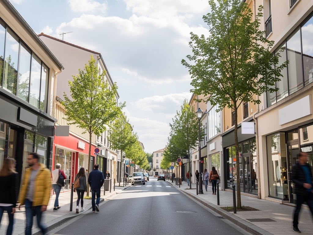 Rue commerçante animée de Champs-sur-Marne
