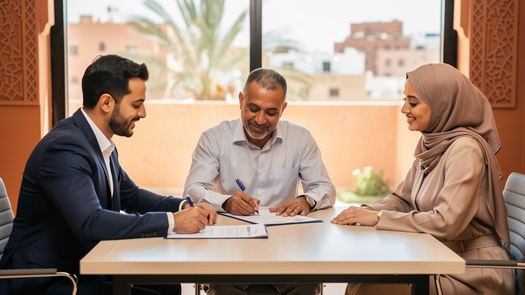 Signature d'un acte de vente immobilier au Maroc
