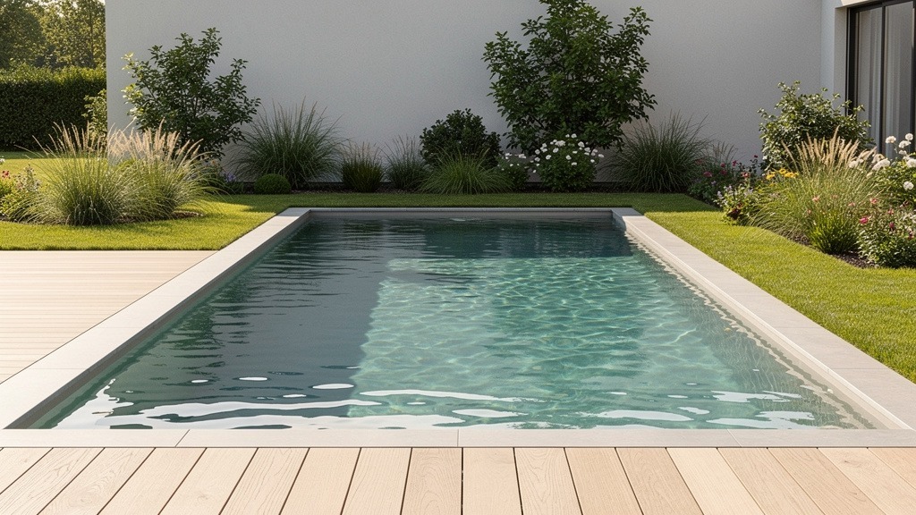 Bassin sur mesure intégré à une terrasse et à un jardin