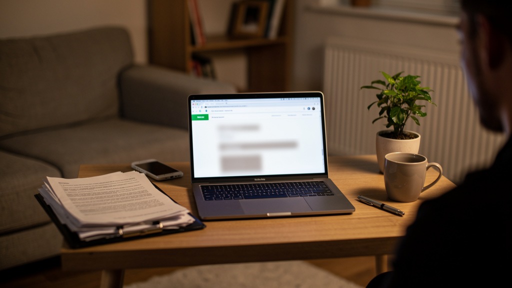 Demandeur de logement social consultant sa demande en ligne sur un ordinateur portable à s