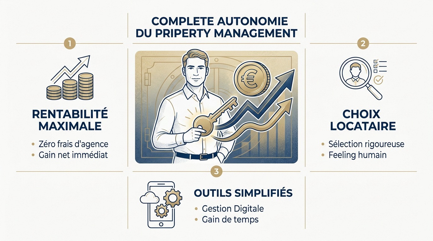 Propriétaire gérant son patrimoine immobilier avec sérénité et outils numériques