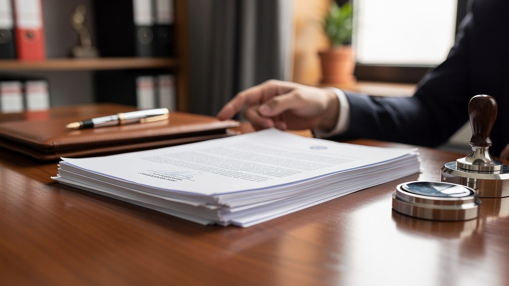 Signature d'un acte de servitude chez le notaire