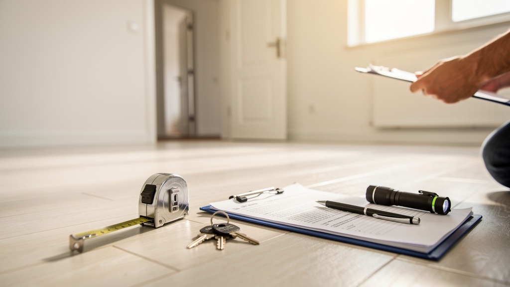 État des lieux de sortie dans un appartement vide