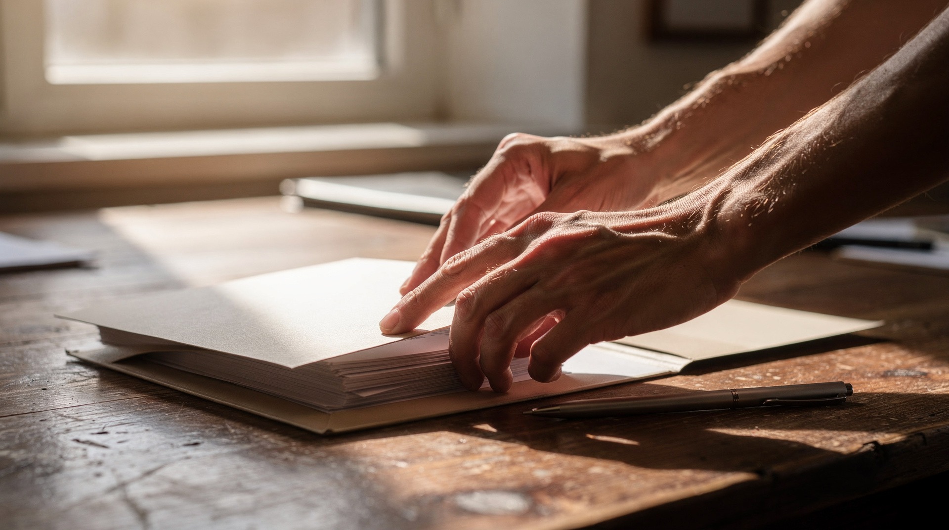Factures d'obsèques posées sur une table avec un stylo