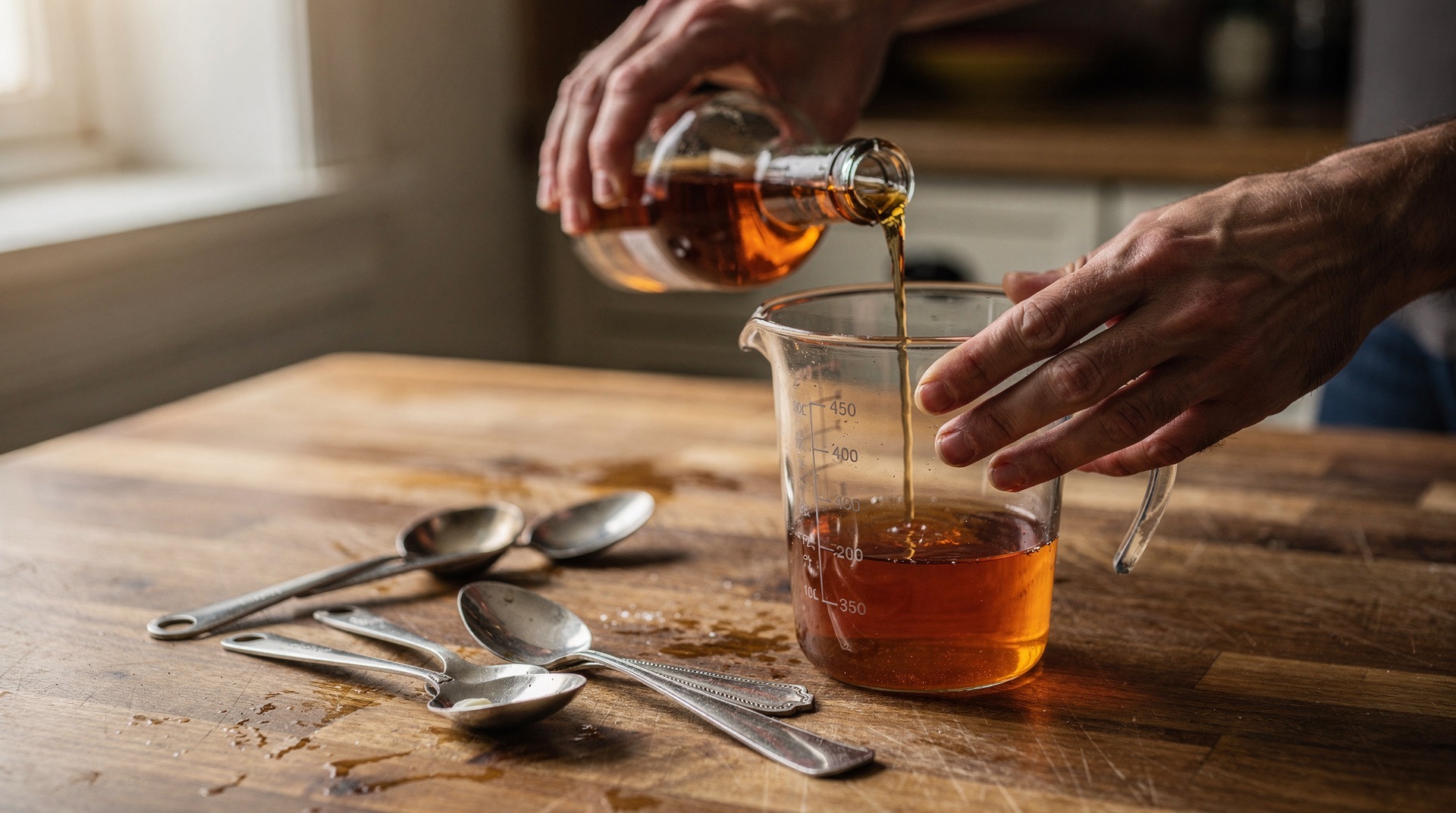 Verre doseur transparent rempli de liquide