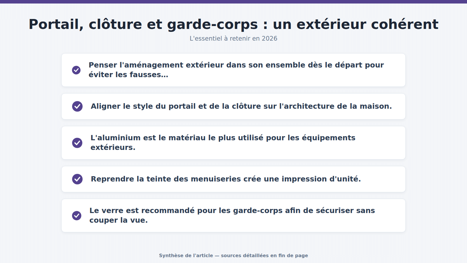 Portail, clôture et garde-corps : un extérieur cohérent : l'essentiel à retenir (2026)