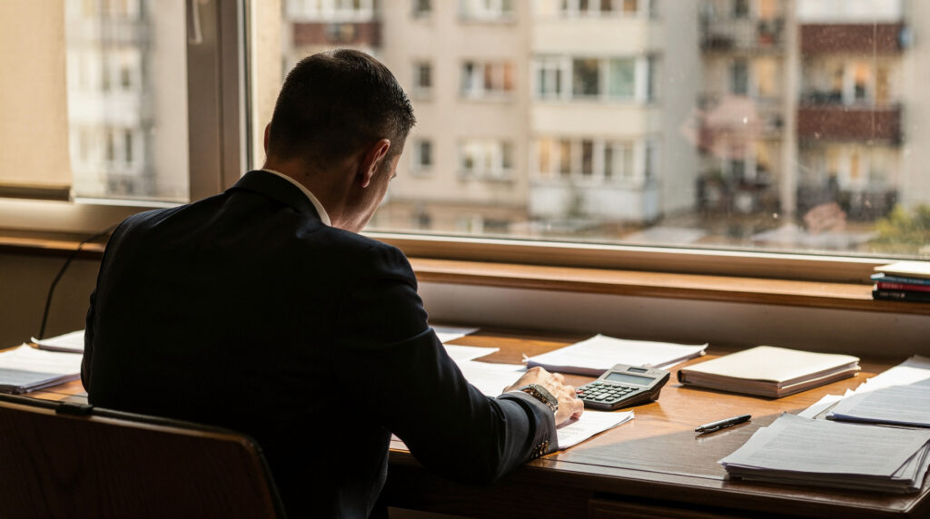 Investisseur analysant des tableaux de rendement locatif